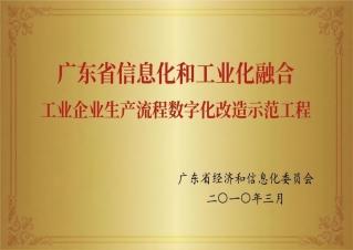 广东省信息化和工业化融合工业企业生产流程数字化改造示范工程